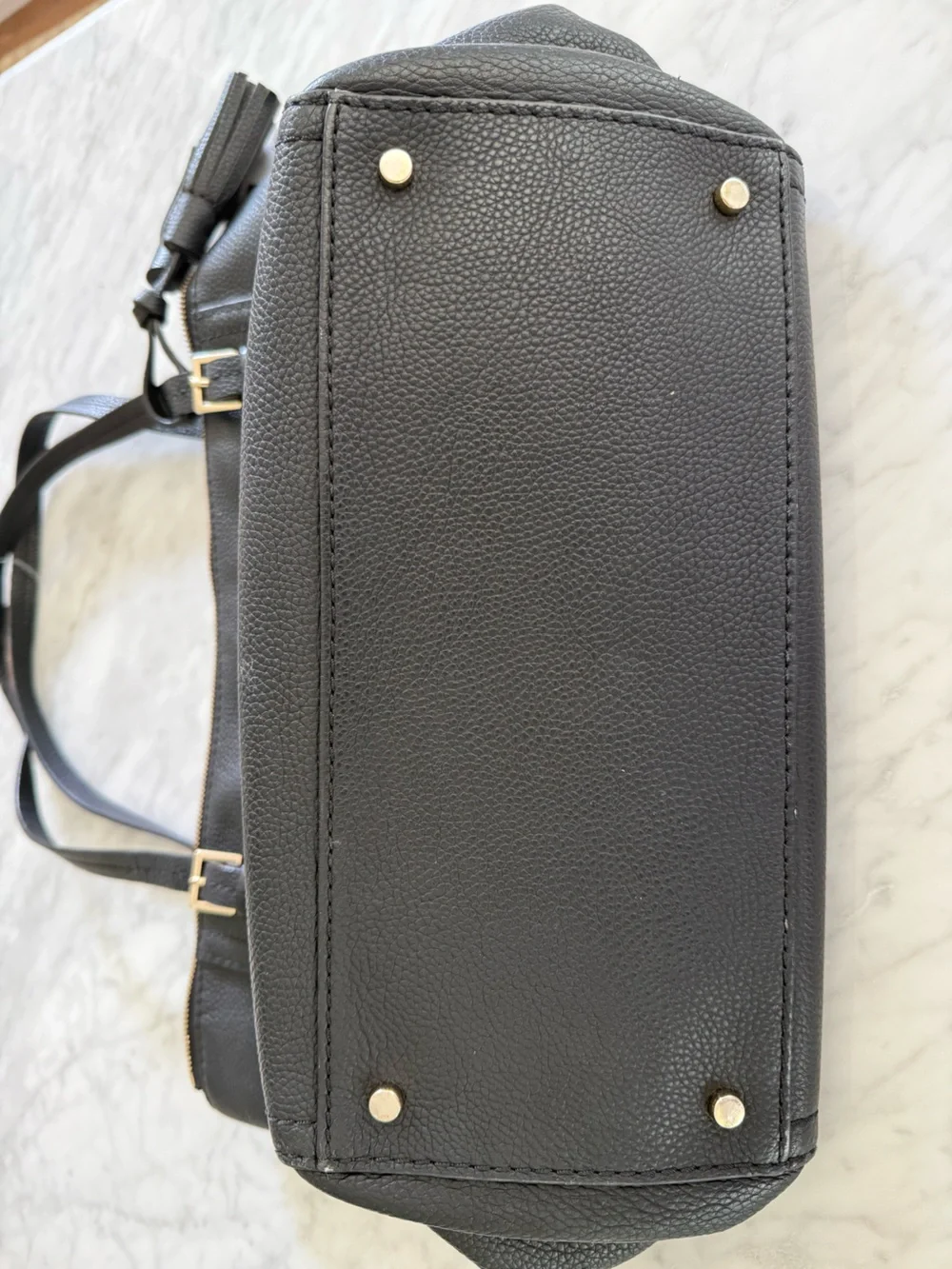 Kate Spade New York Black Pebbled Leather Large Zip Top Tote Work Bag